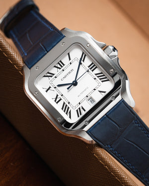 Matte Navy Alligator Cartier Santos de Cartier Strap - Delugs