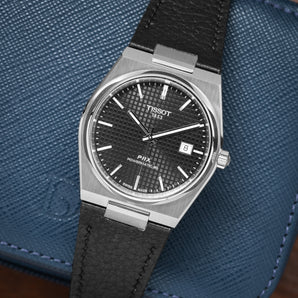 Black Rubberised Leather (Togo) Strap for Tissot PRX
