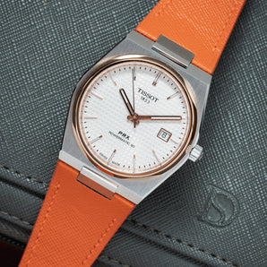 Orange Saffiano Strap for Tissot PRX