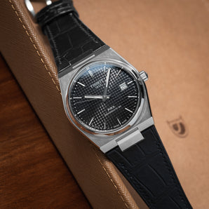 Matte Black Alligator Strap for Tissot PRX