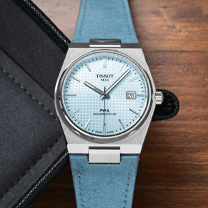 Baby Blue Alcantara Strap for Tissot PRX