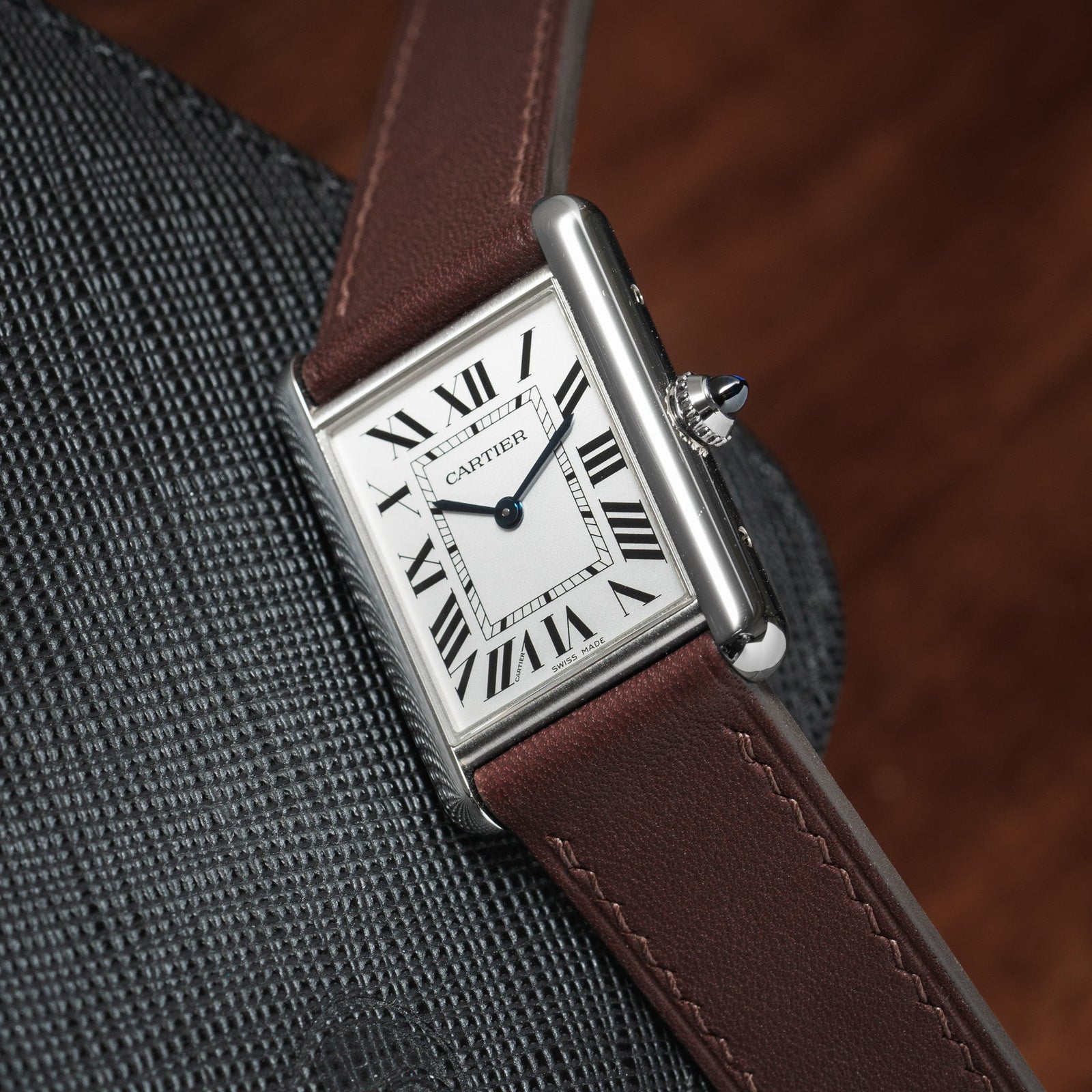 Taupe Epsom Cartier Tank Strap - Delugs