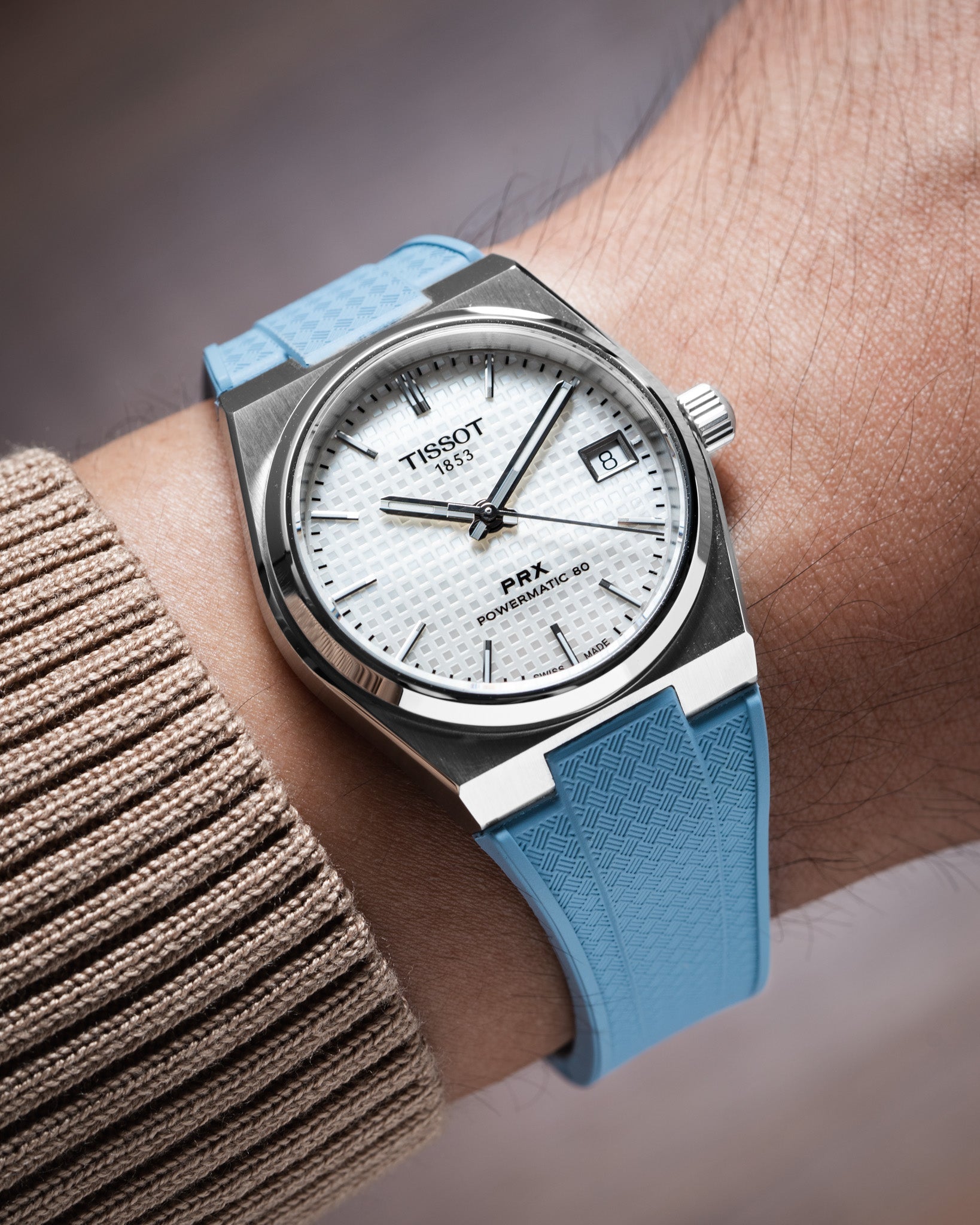 Baby Blue Tissot PRX CTS Rubber Strap - Delugs
