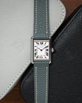 Grey Rubberised Leather (Togo) Cartier Tank Strap – Delugs