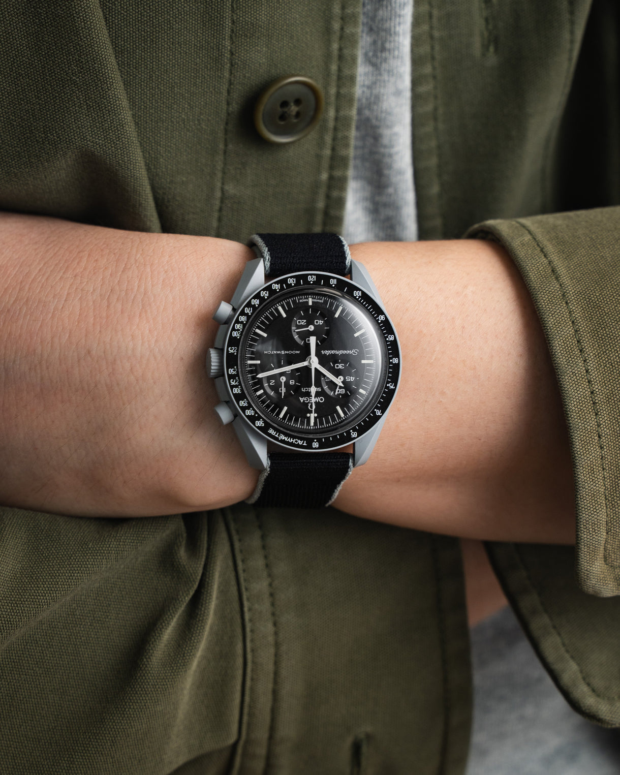 Delcro Black/Grey - Fabric Watch Strap | Delugs