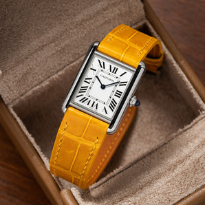 Glossy Saffron Crocodile Cartier Tank Strap