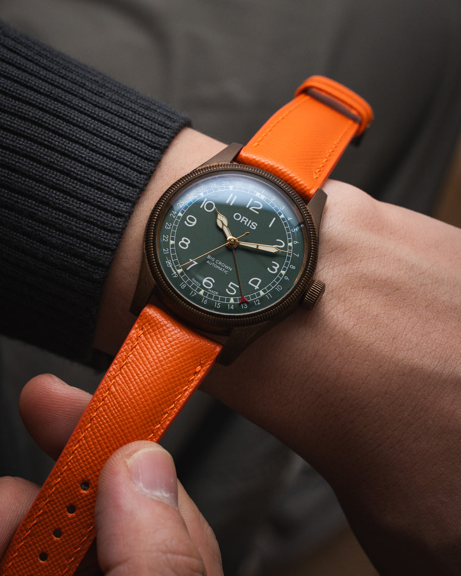 Overstock: Orange Saffiano Signature Strap