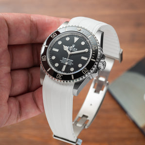 White CTS Rubber Strap for Rolex Submariner 41mm