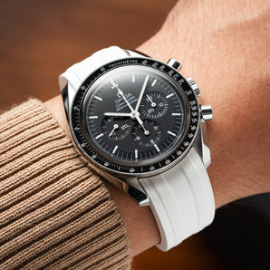 White CTS Rubber Strap for Omega Speedmaster