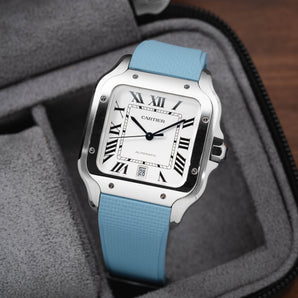 Baby Blue Sailcloth CTS Rubber Strap for Cartier Santos de Cartier