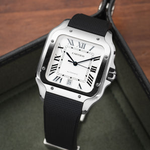 Black Sailcloth CTS Rubber Strap for Cartier Santos de Cartier