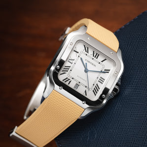 Gold Sailcloth CTS Rubber Strap for Cartier Santos de Cartier