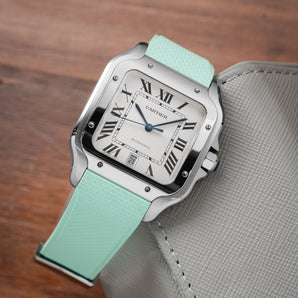 Mint Green Sailcloth CTS Rubber Strap for Cartier Santos de Cartier