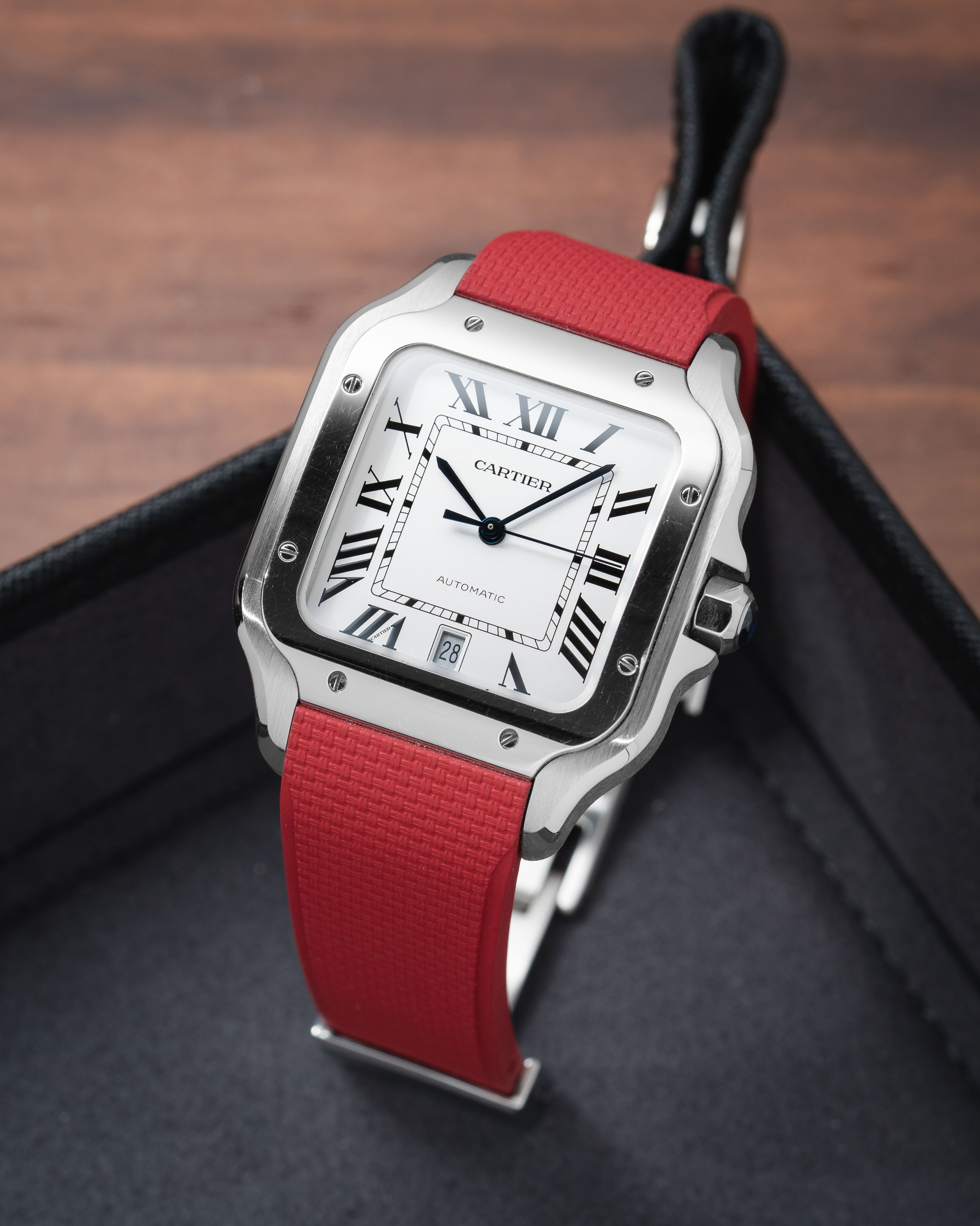 Red Sailcloth CTS Rubber Strap for Cartier Santos de Cartier – Delugs