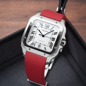 Red Sailcloth CTS Rubber Strap for Cartier Santos de Cartier