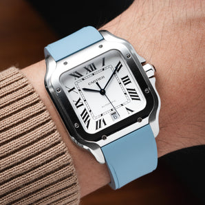 Baby Blue CTS Rubber Strap for Cartier Santos de Cartier