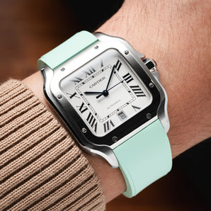 Mint Green CTS Rubber Strap for Cartier Santos de Cartier