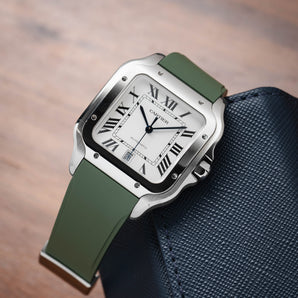 Olive Green CTS Rubber Strap for Cartier Santos de Cartier