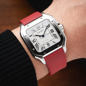 Red CTS Rubber Strap for Cartier Santos de Cartier