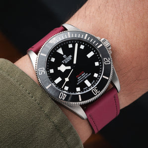 Wine Red Rubberised Leather (Smooth) Slim Strap
