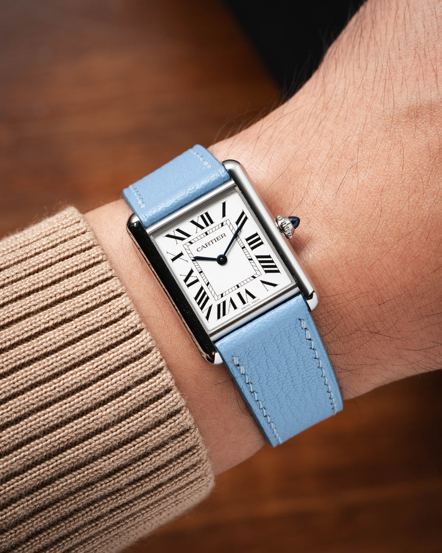 Baby Blue Chevre Slim Strap