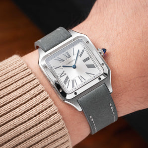 Light Grey Nubuck Strap for Cartier Santos-Dumont