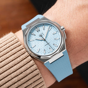 Baby Blue Sailcloth CTS Rubber Strap for Christopher Ward The Twelve