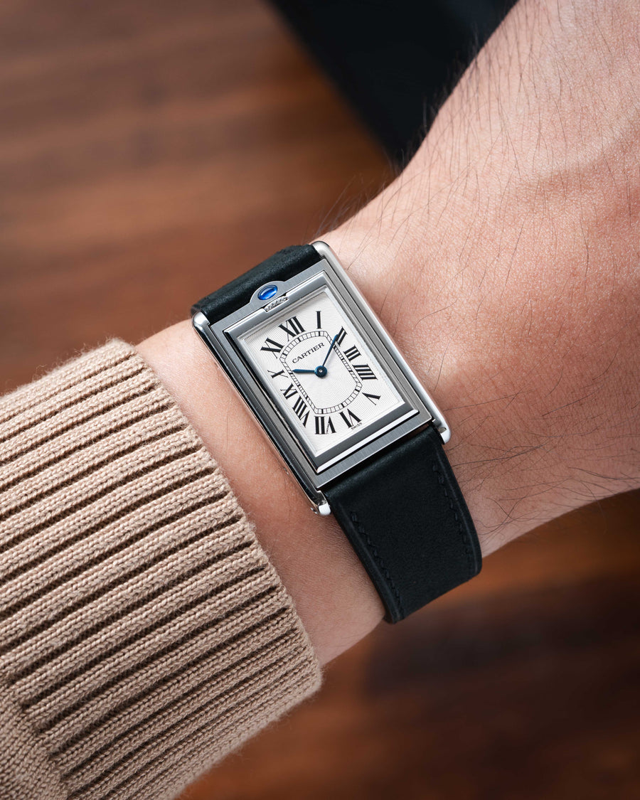 Black Nubuck Slim Strap