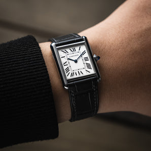 Matte Black Alligator Strap for Cartier Tank