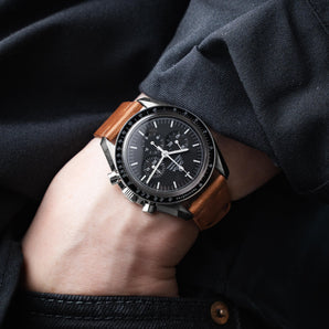 Cognac Crazy Horse Side-Stitch Strap