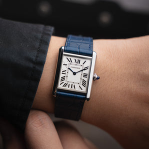 Matte Navy Alligator Strap for Cartier Tank