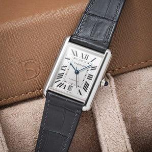 Matte Grey Storm Alligator Strap for Cartier Tank