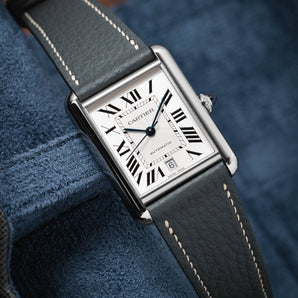 Grey Rubberised Leather (Togo) Strap for Cartier Tank
