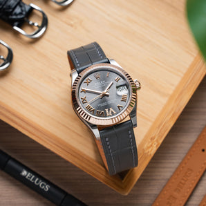 Matte Grey Storm Alligator Slim Strap for The Petite Collection