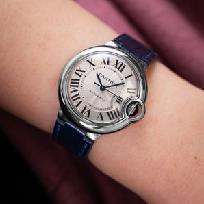 Matte Navy Alligator Strap for Cartier Ballon Bleu