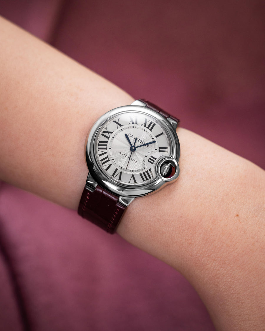 Matte Mahogany Alligator Strap for Cartier Ballon Bleu