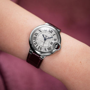 Matte Mahogany Alligator Strap for Cartier Ballon Bleu