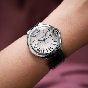 Matte Black Alligator Strap for Cartier Ballon Bleu