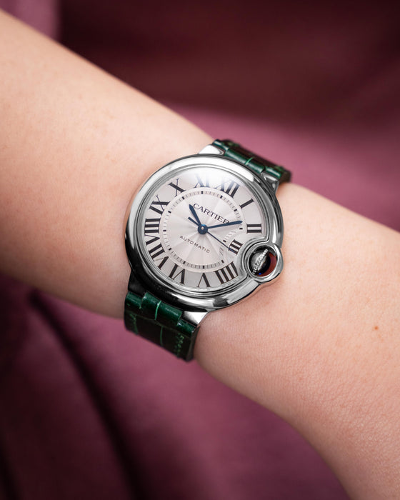 Glossy Emerald Alligator Strap for Cartier Ballon Bleu