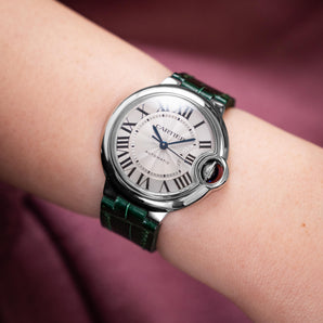 Glossy Emerald Alligator Strap for Cartier Ballon Bleu
