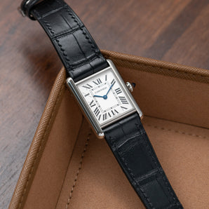 Matte Black Alligator Strap for Cartier Tank