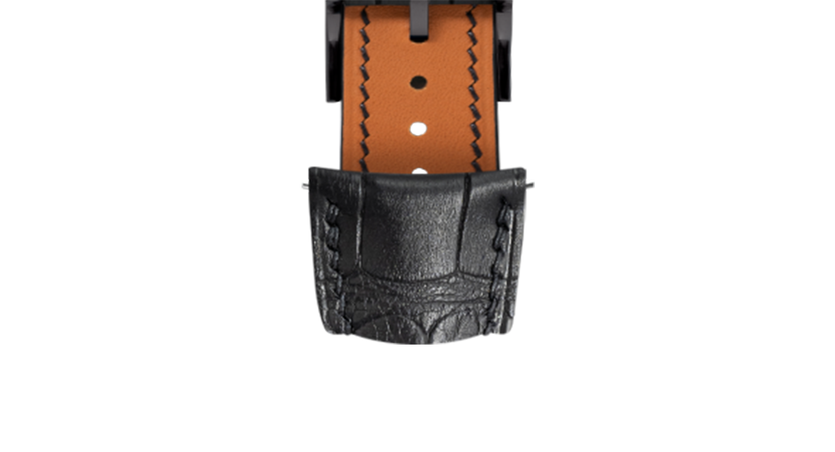 Delugs レザーベルト Matte Black Alligator Matte Black Alligator Signature (Curved) Strap - Handcrafted