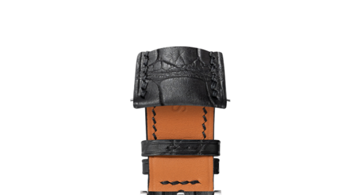 Delugs レザーベルト Matte Black Alligator Matte Black Alligator Signature (Curved) Strap - Handcrafted