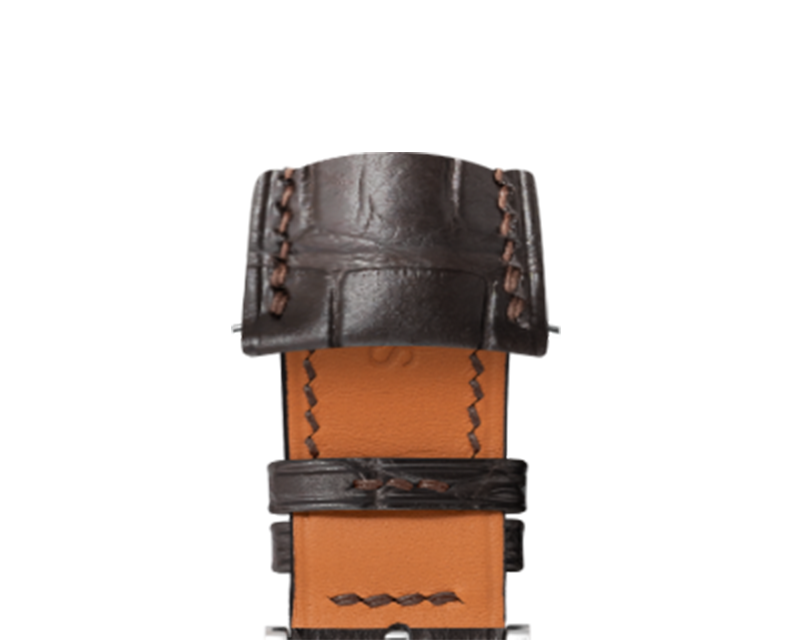Matte Dark Brown Alligator Signature (Curved) Strap - Handcrafted Matte Dark Brown Alligator Signature (Curved) Strap - Handcrafted