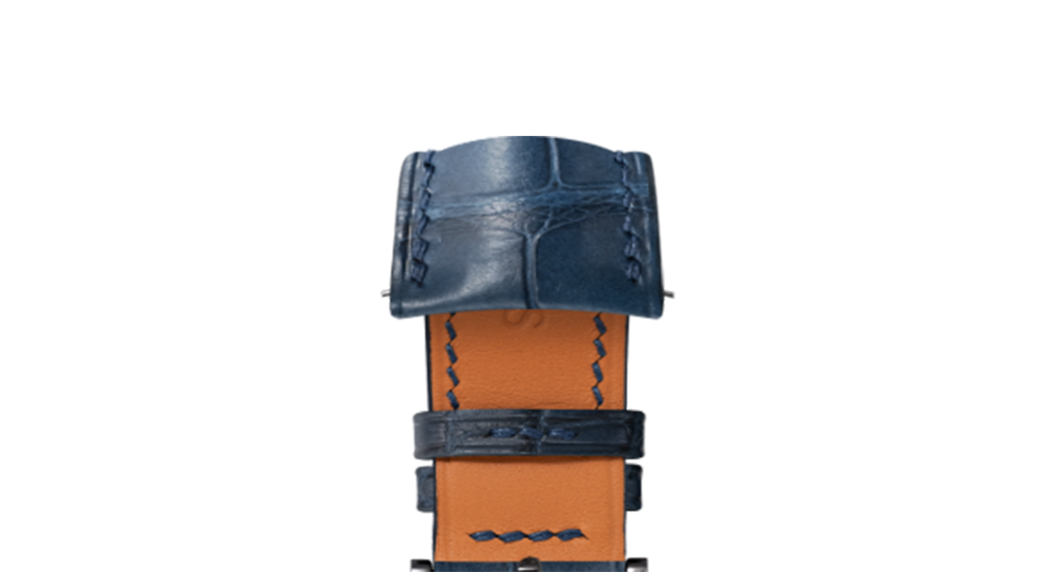 Matte Navy Alligator Signature (Curved) Strap - Handcrafted Matte Navy Alligator Signature (Curved) Strap - Handcrafted