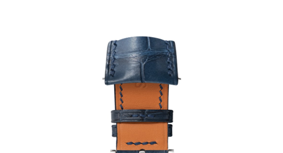 Matte Navy Alligator Signature (Curved) Strap - Handcrafted