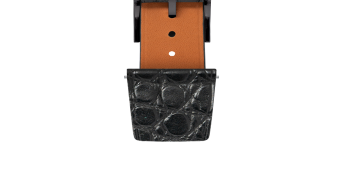 Delugs レザーベルト Matte Black Alligator Matte Black Alligator Flank Stitchless Strap - Handcrafted Leather