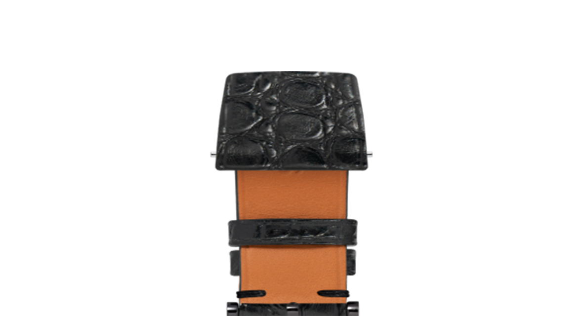 Matte Black Alligator Flank Stitchless Strap - Handcrafted Leather