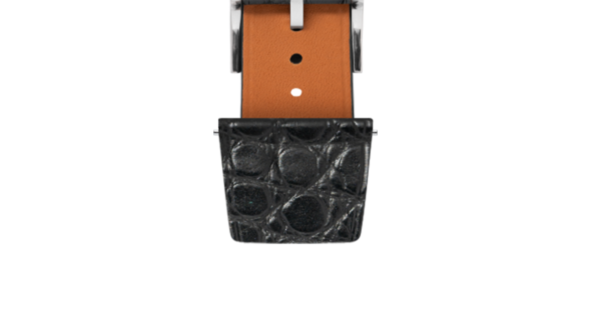 Matte Black Alligator Flank Stitchless Strap - Handcrafted Leather