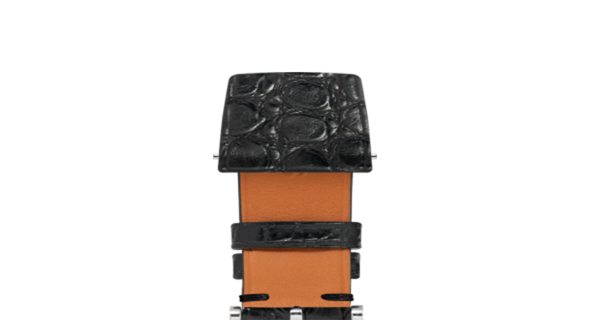 Matte Black Alligator Flank Stitchless Strap - Handcrafted Leather